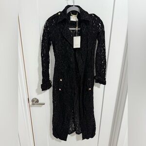 Misha Collection Black Lace Trench Coat – Size AU 6 / US 2 – NWT